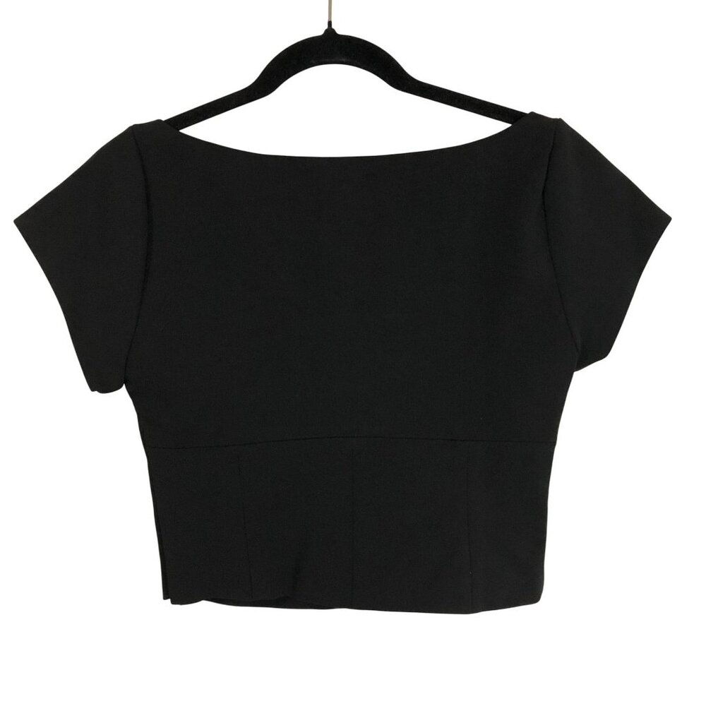 Meshki Crop Top Black Cap Sleeve With Side Zipper Detail Size S Womens - Picture 5 of 10